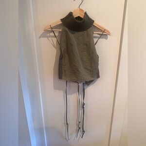 Distressed Army Green Halter Top